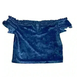 Aeropostale Blue Velvet Off-Shoulder Top